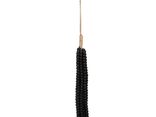 Decoratie Greinora Hout Zwart, hangdecoratie met zwarte houten kralen en touwlus