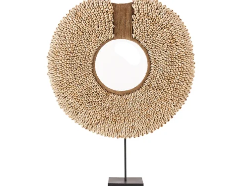 Woonaccessoire Serena Naturel op standaard, schelp, organische ringvorm met natuurlijke kustlook