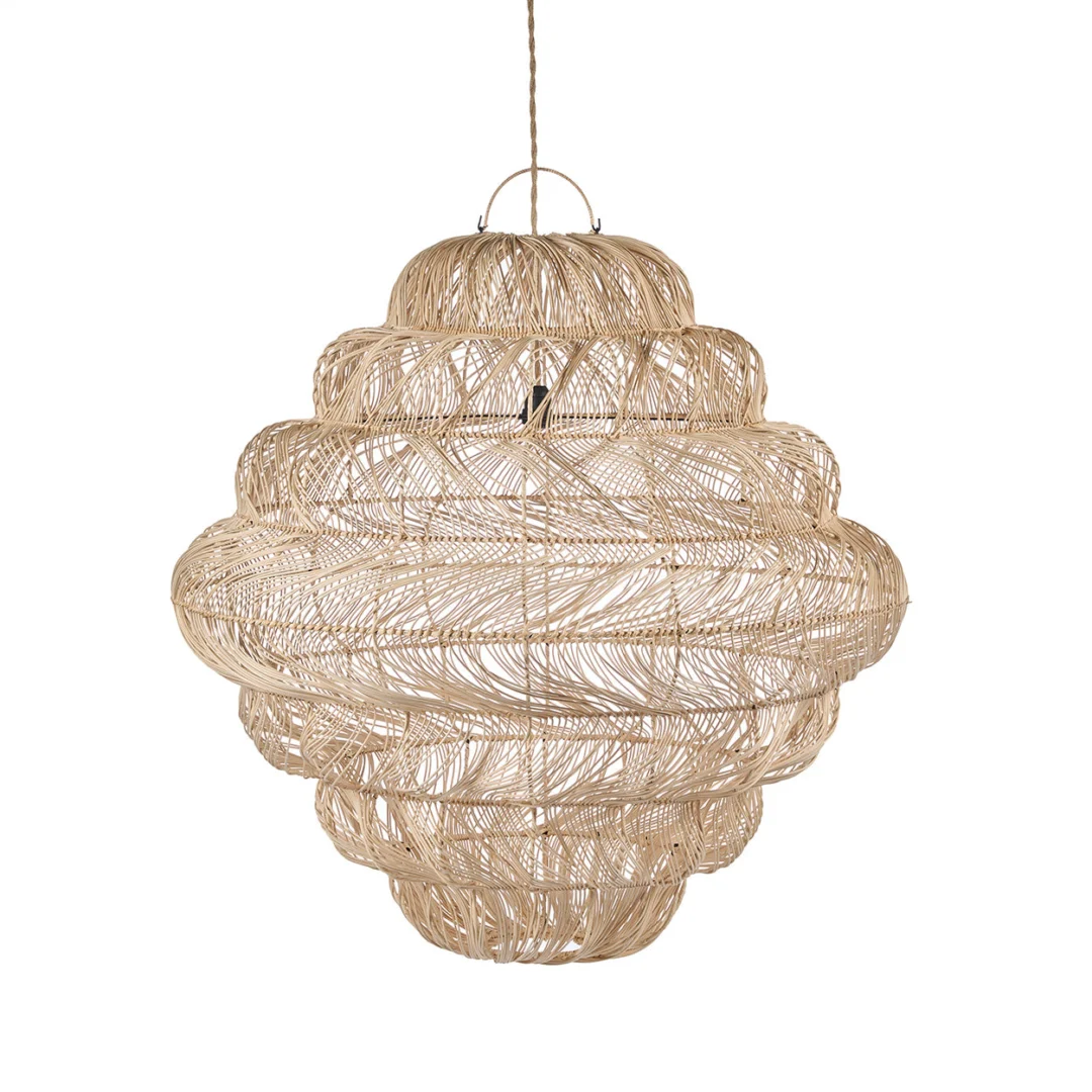 Hanglamp Proonund Rotan Ø102 cm, handgevlochten naturel rotan met luchtige laagjes en warme uitstraling