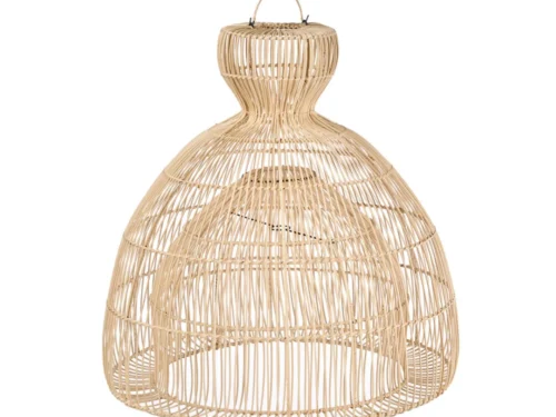 Decoratiehanger Saummol naturel van geweven riet, luchtig open design met sculpturale vorm