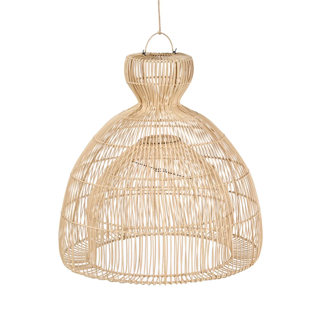 Decoratiehanger Saummol naturel van geweven riet, luchtig open design met sculpturale vorm