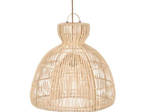 Decoratiehanger Helvol Naturel van geweven rattan, sculpturaal en licht luchtig design