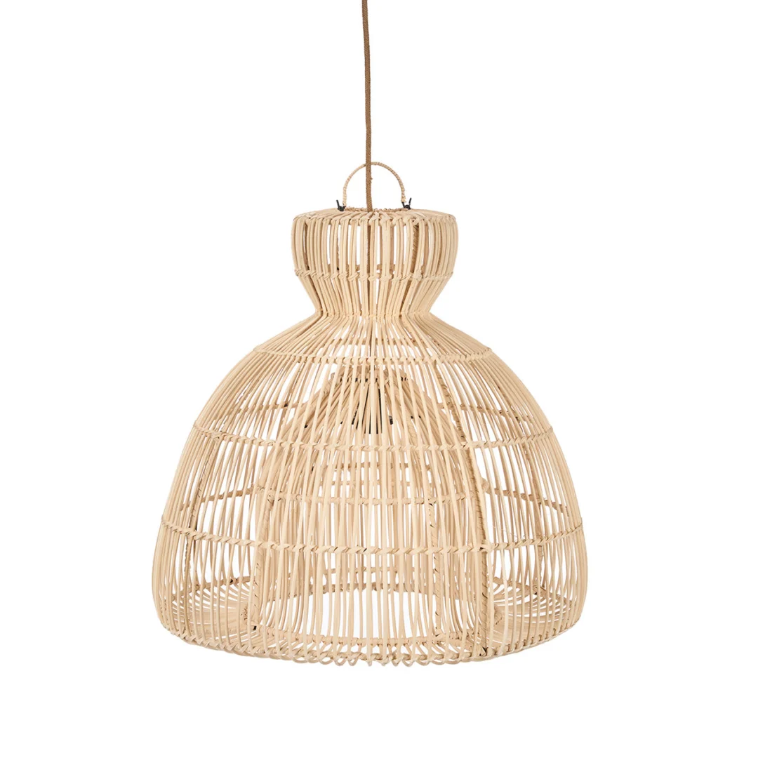 Decoratiehanger Helvol Naturel van geweven rattan, sculpturaal en licht luchtig design
