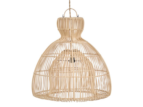 Klopperhanger Soonnak Naturel rattan hanglamp met open vlechtwerk en sculpturale vorm