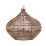 Hanglamp Zievang Rotan met sculpturale bolvorm en warme walnootkleurige, gevlochten uitstraling