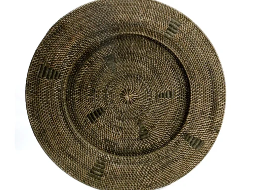 Jasmijnbord Vany rotan bruin, handgeweven ronde wandplaat met grafisch patroon