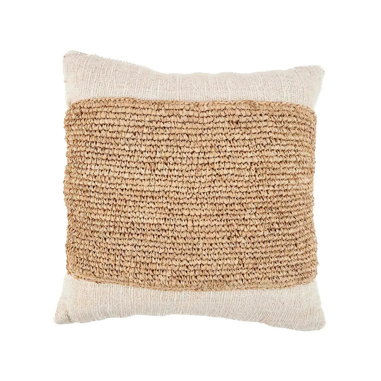 Kussenhoes Traummes Naturel met raffia-look en katoenen achterkant in warme naturel tinten
