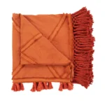 Bedsprei Tundin terracotta van katoen met speelse franjes en tijdloos ontwerp
