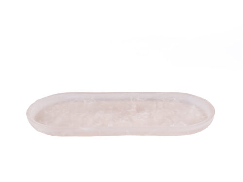 Bord Loobir polyresin roze-wit ovaal serveerbord met glad oppervlak en rustige uitstraling