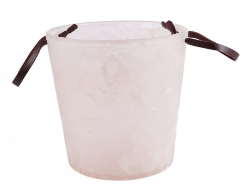 Ijsemmer Pientura Polyresin Roze met modern silhouet, gladde afwerking en donkerbruine handgrepen