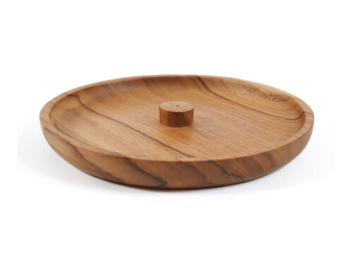 Wierookhouder Slieldira Naturel van teakwortel, rond tafelaccessoire met asopvang en stabiele houder