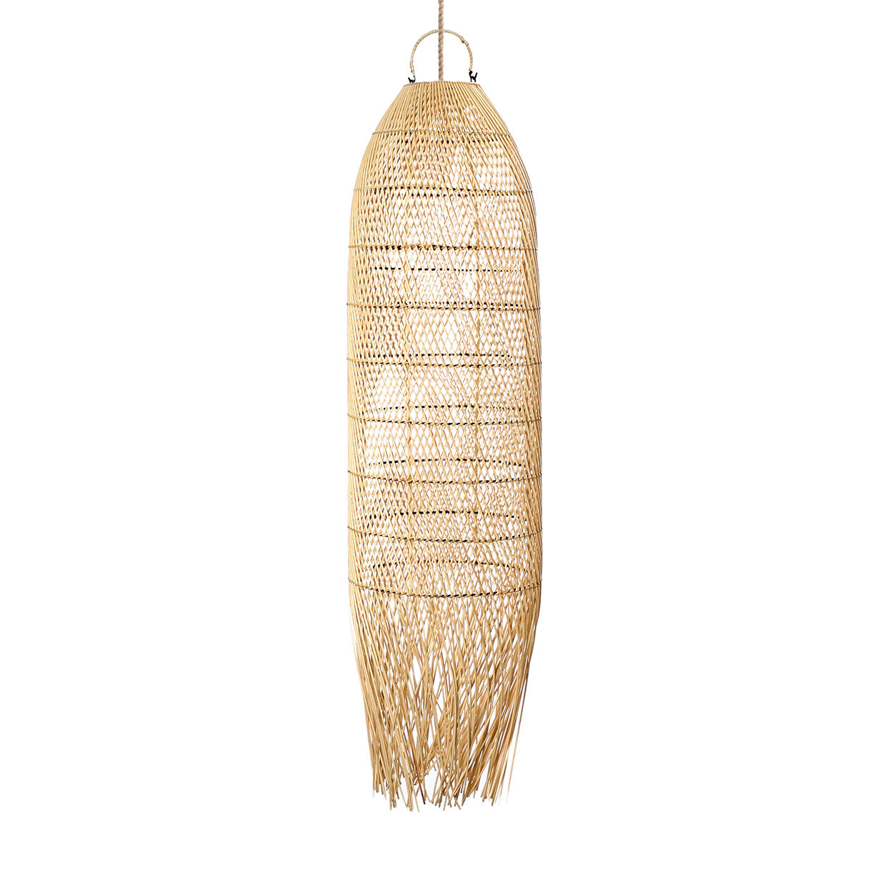 Inktvishanger Sauder rotan hanglamp naturel met open vlechtwerk en slanke vorm