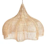 Decoratiehanger Gukil Rotan Naturel, XXL handgevlochten hanglamp met open geweven design en natuurlijke kleur
