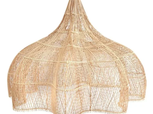 Decoratiehanger Gukil Rotan Naturel, XXL handgevlochten hanglamp met open geweven design en natuurlijke kleur