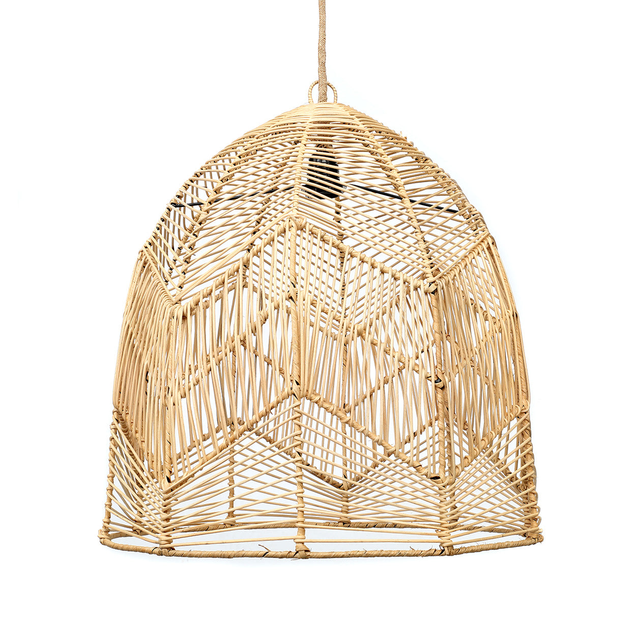 Hanglamp Toolvura Rotan met handgevlochten ronde kap en luchtig open vlechtwerk
