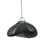 Decoratie Kleesos Rotan Zwart hanglamp, handgevlochten zwart rotan met luchtige wolkvorm