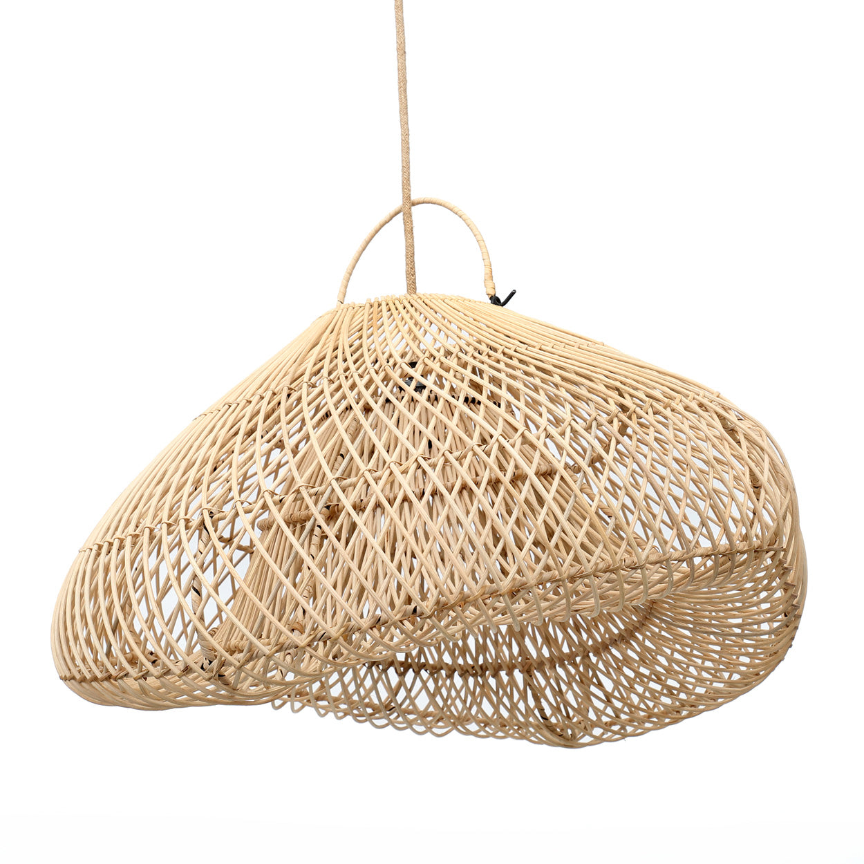 Hanglamp Geimesta Naturel van handgeweven rotan met luchtig, sculpturaal cloud-design en warme uitstraling