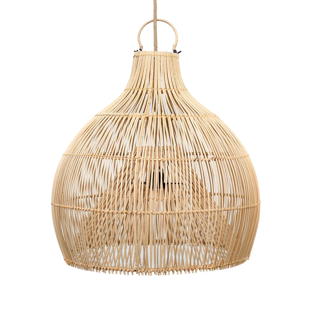Kreeftenvalhanger Sistand rotan hanglamp naturel met handgevlochten vaasvorm en luchtig design