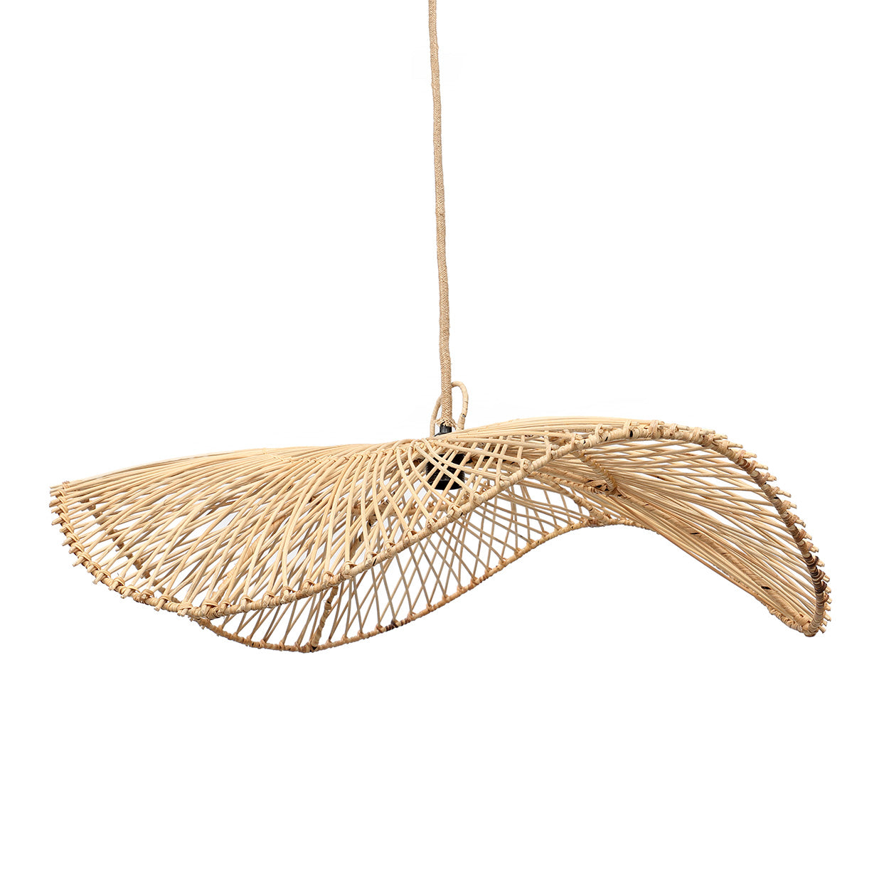 Hanglamp Chiangmai Rotan van naturel handgeweven rotan met speelse golvende kap