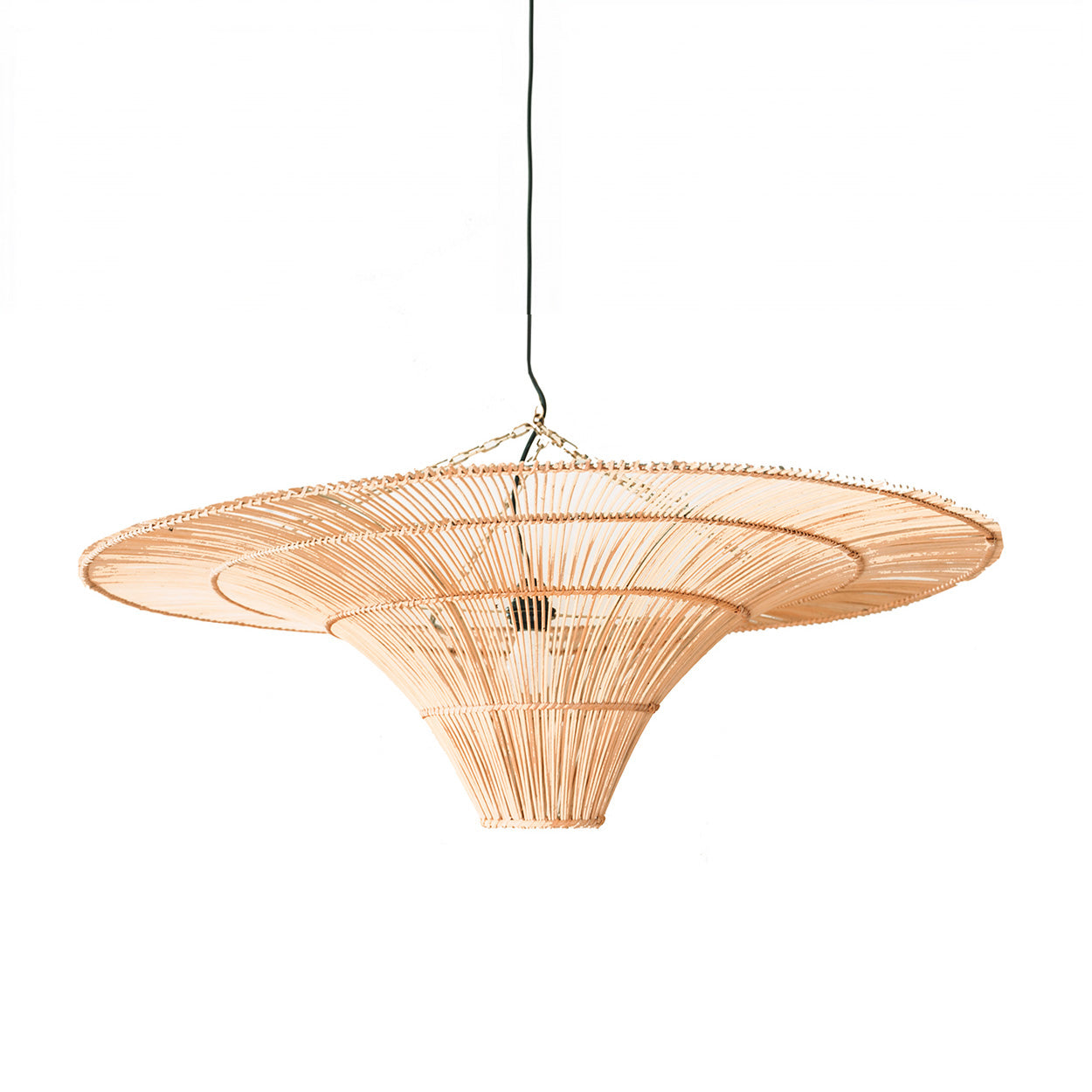 Hanglamp Faanor rotan met bolvormige kap in natuurlijke kleur, luchtig en warm design