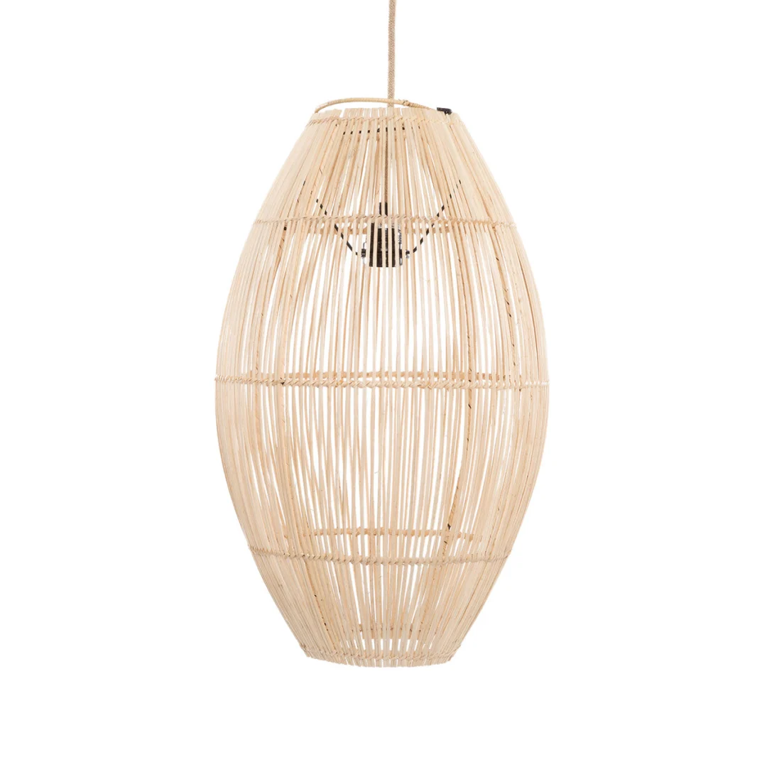 Hanglamp Seeronte Rotan, naturelle open rotan hanglamp met luchtige structuur