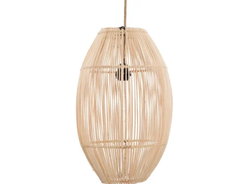 Hanglamp Stultia Rotan met naturel cilindervormige kap voor warme, sfeervolle lichtbanen