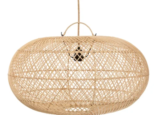 Hanglamp Prunnik Rotan, ronde naturel rotan lamp met handgevlochten open structuur en zachte lichtval