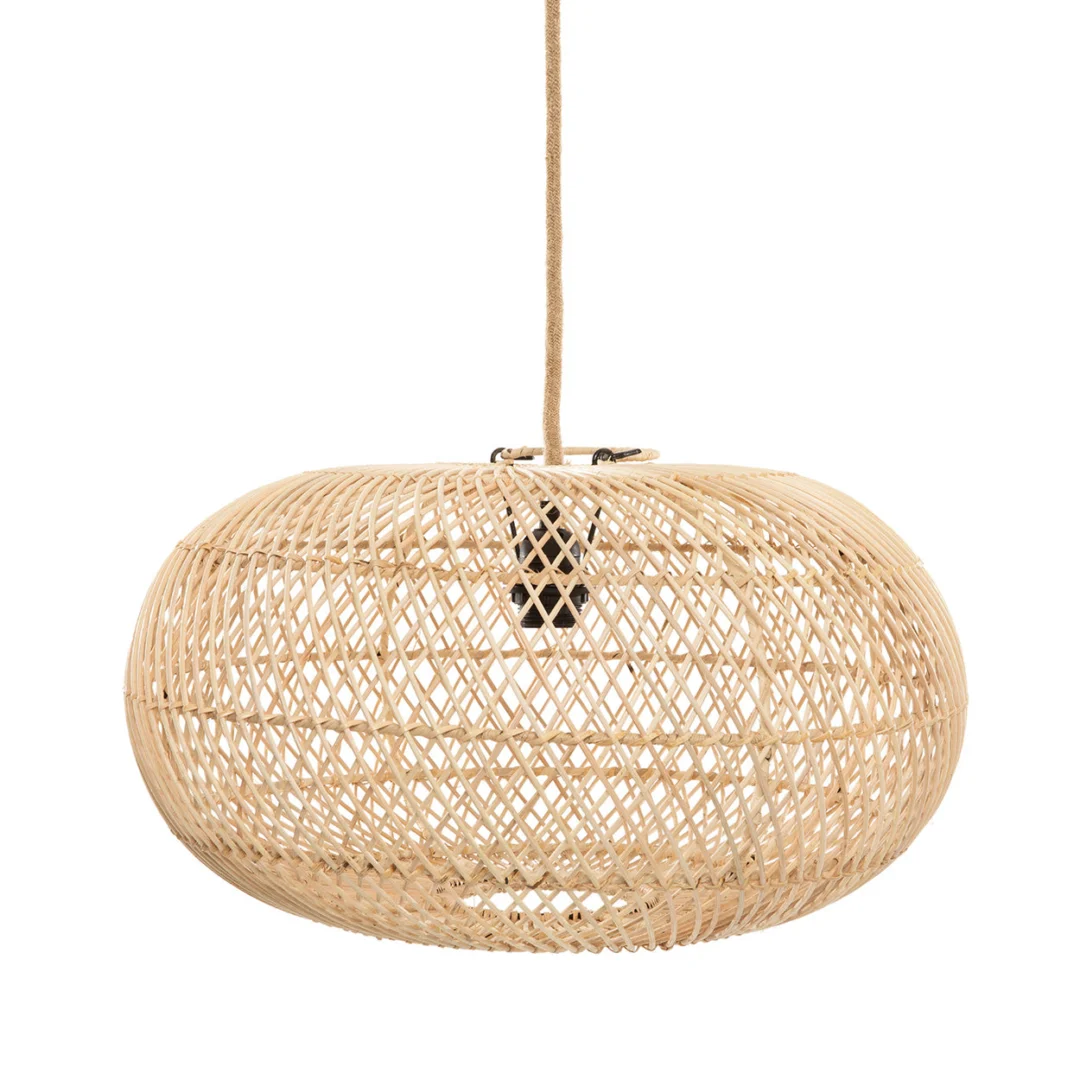 Decoratiehanger Zeemu rotan naturel, ronde open lampenkap met warme organische uitstraling