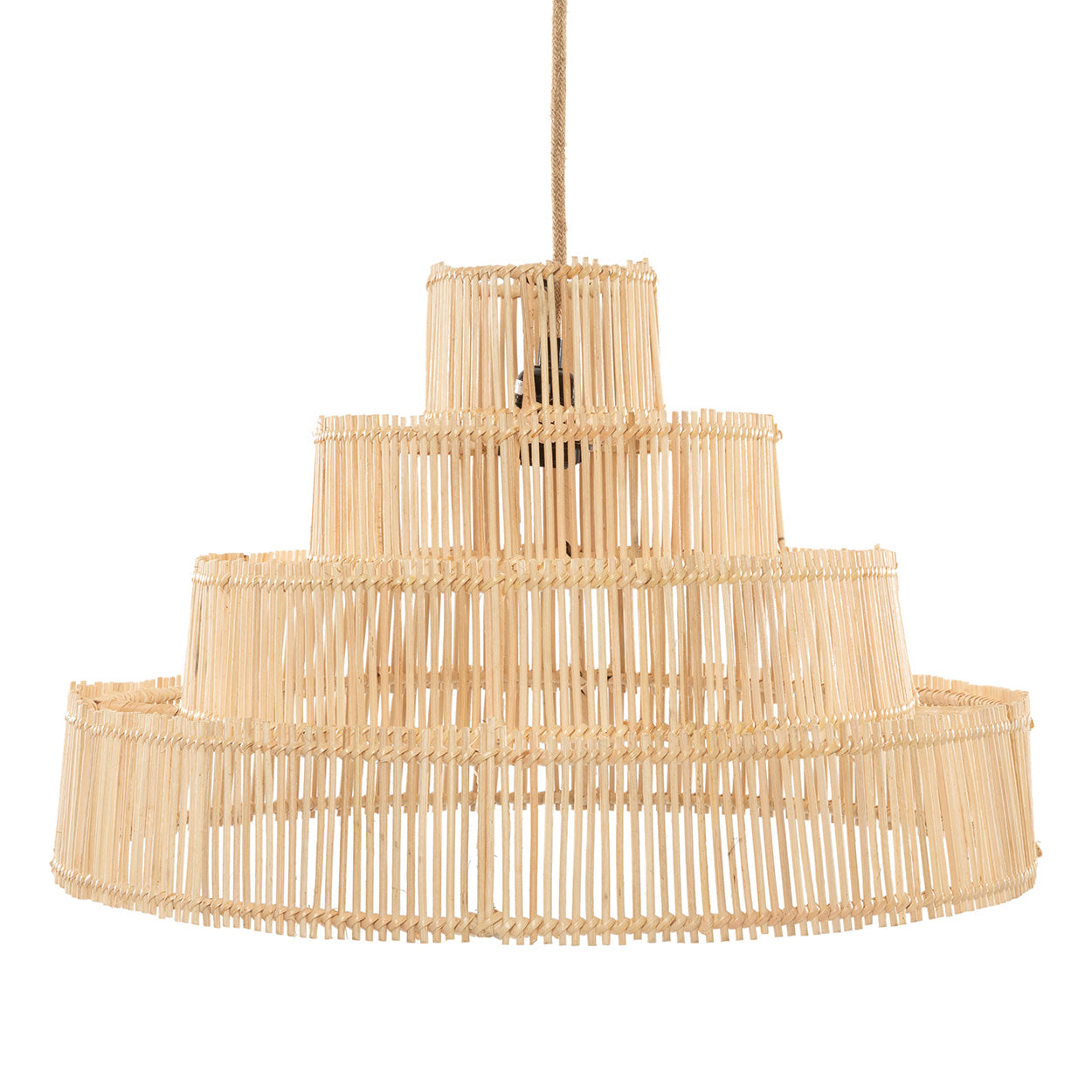 Bruidstaarthanger Proondal rotan naturel, organische tiered hanglamp met warme boho uitstraling