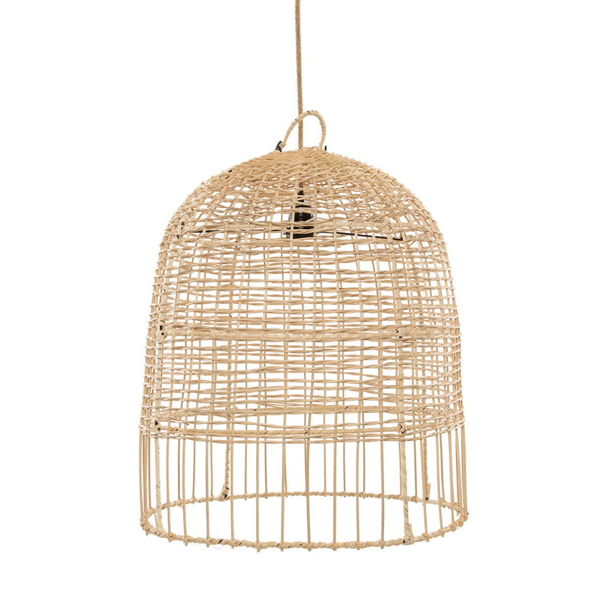Hanglamp Daalvi Rotan naturel, luchtige kooi-vorm met open geweven design voor warme sfeer