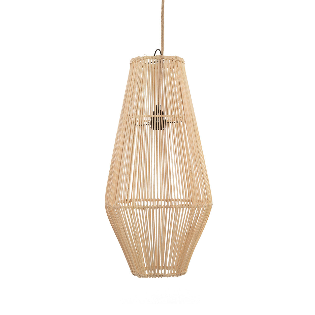 Decoratiehanger Groobir van naturel rotan, slank vintage parfumflesmodel met warme, luchtige uitstraling