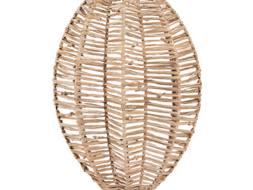 Wandlamp Kosice Raffia, ovale raffia wandkap met open geweven natuurlijke structuur