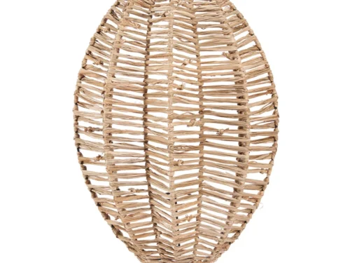 Wandlamp Kosice Raffia, ovale raffia wandkap met open geweven natuurlijke structuur