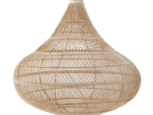 Hanglamp Beerand Rotan in naturel, handgevlochten teardrop-vorm voor een warme, natuurlijke uitstraling