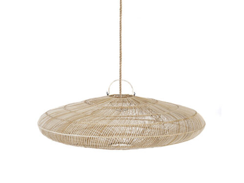 Decoratiehanger Gromero rotan naturel, grote ronde handgeweven vorm in lichte, luchtige stijl
