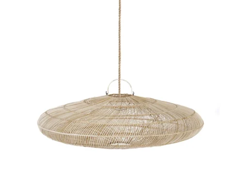 Decoratiehanger Gromero rotan naturel, grote ronde handgeweven vorm in lichte, luchtige stijl