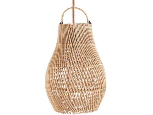 Hanglamp Resine Rotan in naturel rotan, open geweven design en compacte druppelvorm voor sfeervol licht