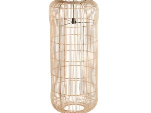 Hanglamp Datino Rotan, handgeweven naturel rotan met langwerpige vorm en warme, sfeervolle uitstraling