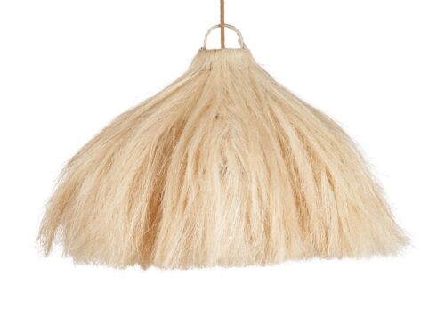 Hanglamp Stalles Naturel van hennep met organische, gelaagde vorm in zachte naturel tint