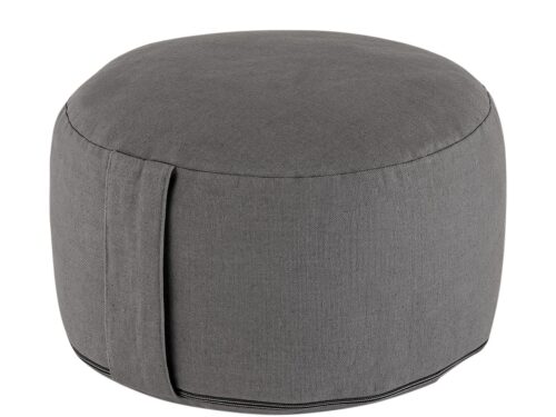 Meditatiekussen Tosses in coolgray, rond kussen met afneembare katoenen hoes en lichte vulling