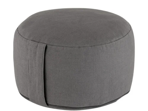 Meditatiekussen Tosses in coolgray, rond kussen met afneembare katoenen hoes en lichte vulling