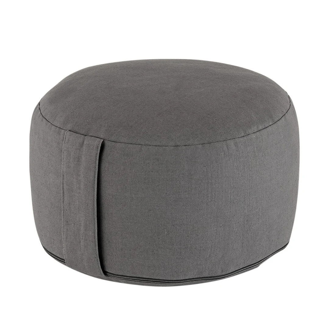 Meditatiekussen Tosses in coolgray, rond kussen met afneembare katoenen hoes en lichte vulling