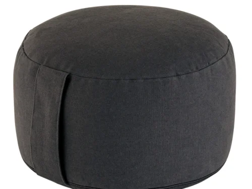 Meditatiekussen Paalline, rond zwart zitkussen met afneembare katoenen hoes en comfortabele vulling