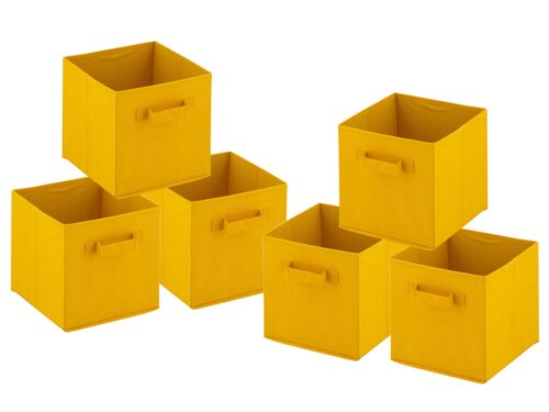 Opbergdoos Meissund set van 6 gele opvouwbare opbergdozen met handgreep voor kast en plank