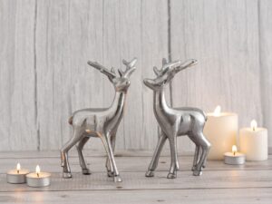 Beeld Gelvum Aluminium Zilver H20 cm - Set van 2