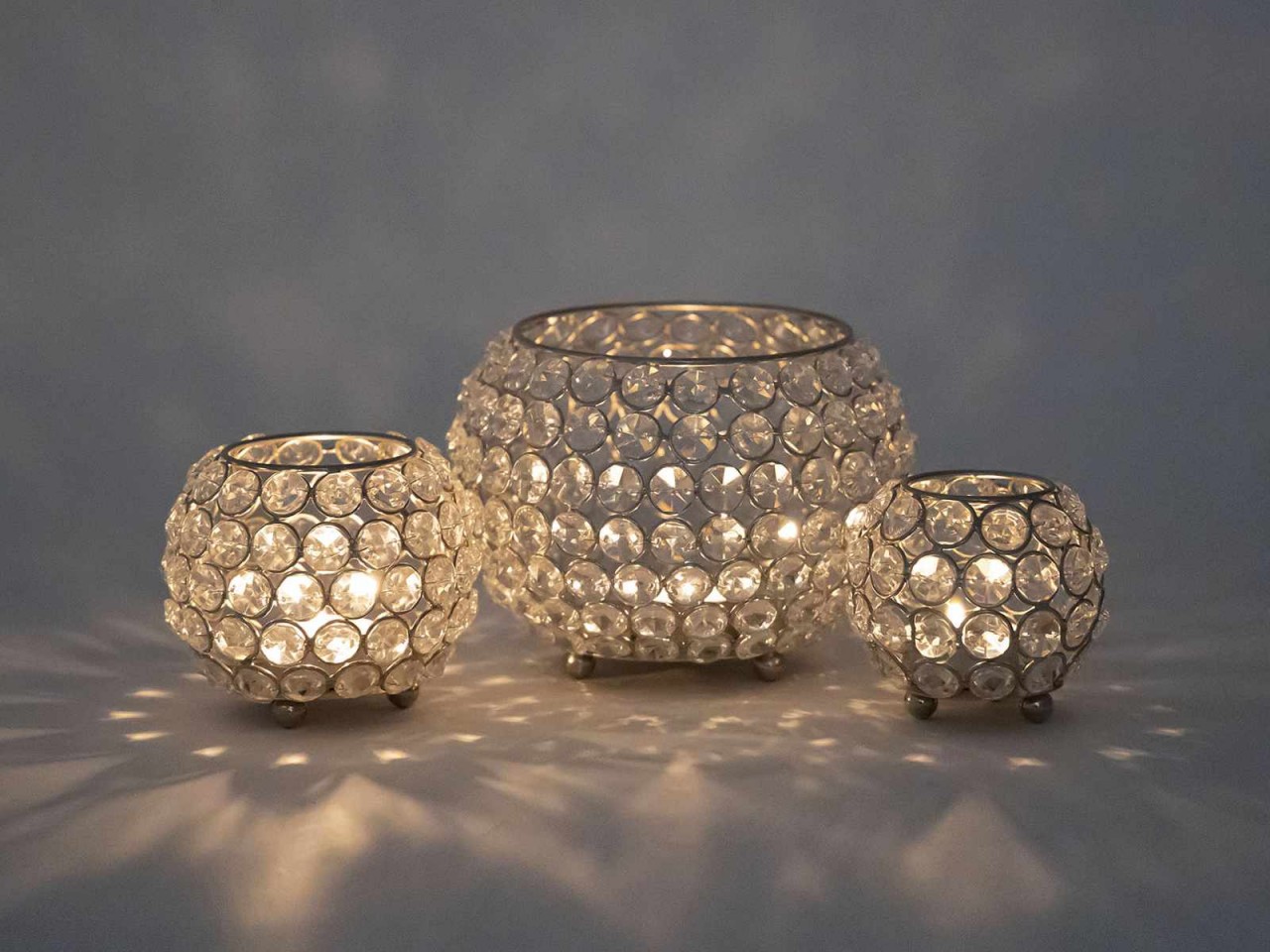 Waxinelichthouder Kierros Kristalglas Zilver - Set van 3