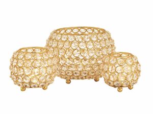 Waxinelichthouder Zaulvia Kristalglas Zilver - Set van 3