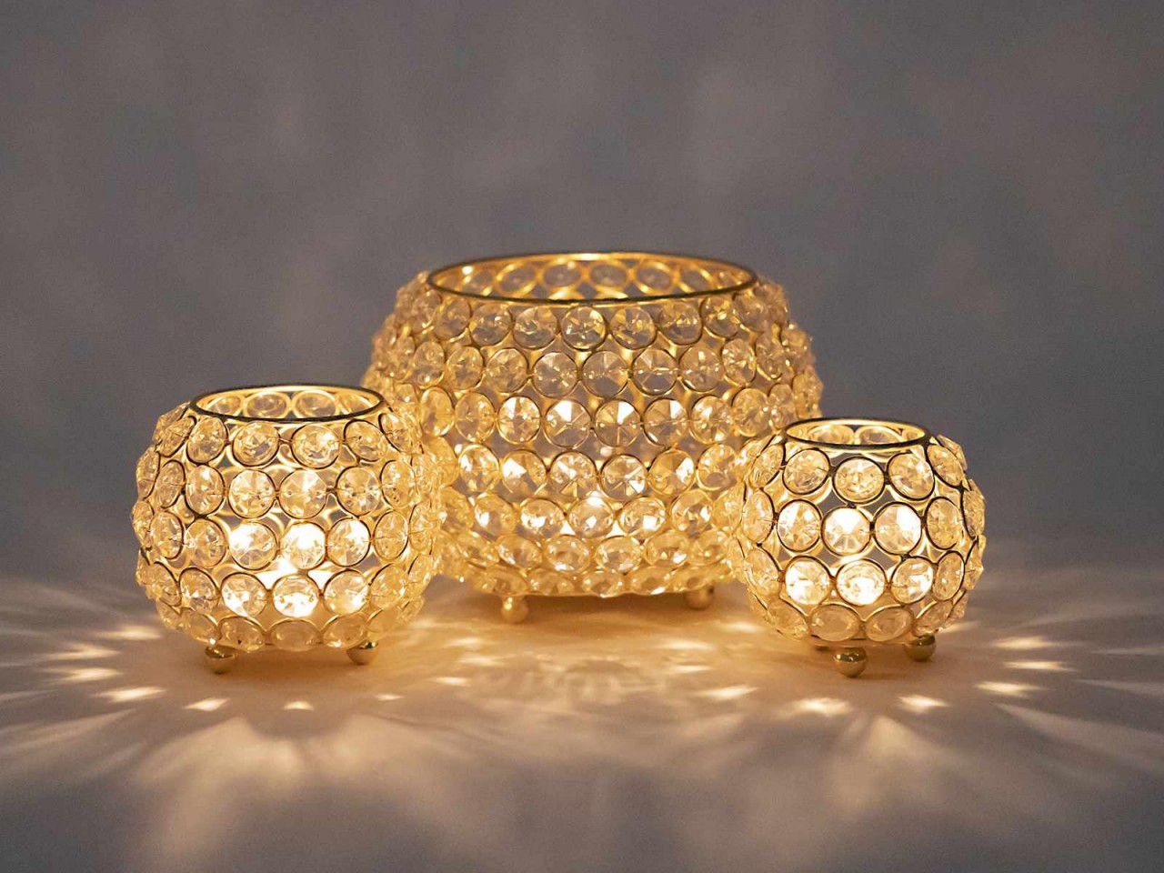 Waxinelichthouder Zaulvia Kristalglas Zilver - Set van 3 - Afbeelding 2