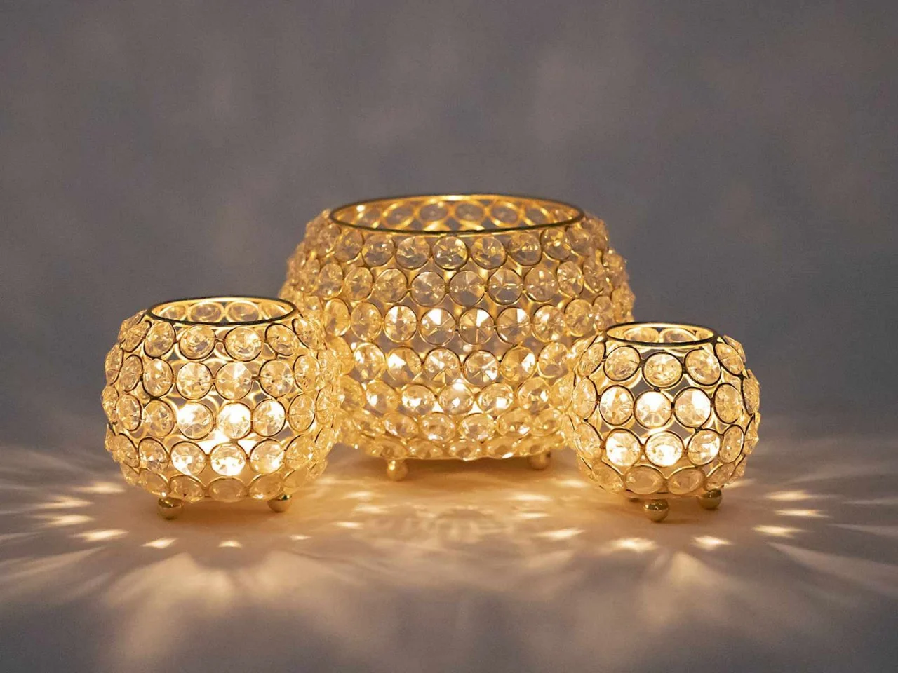 Waxinelichthouder Zaulvia Kristalglas Zilver - Set van 3 - Afbeelding 2