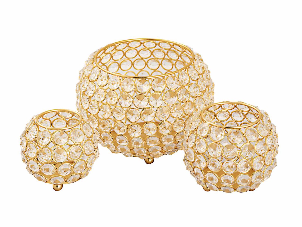 Waxinelichthouder Zaulvia Kristalglas Zilver - Set van 3 - Afbeelding 5